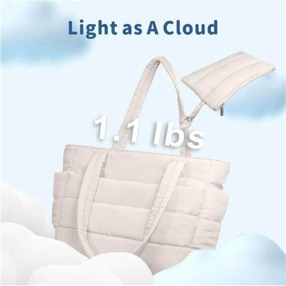 TOPDesign Puffer Tote Bag Quilted Lightweight Shoulder Bag for Work Travel - Picture 4 of 7